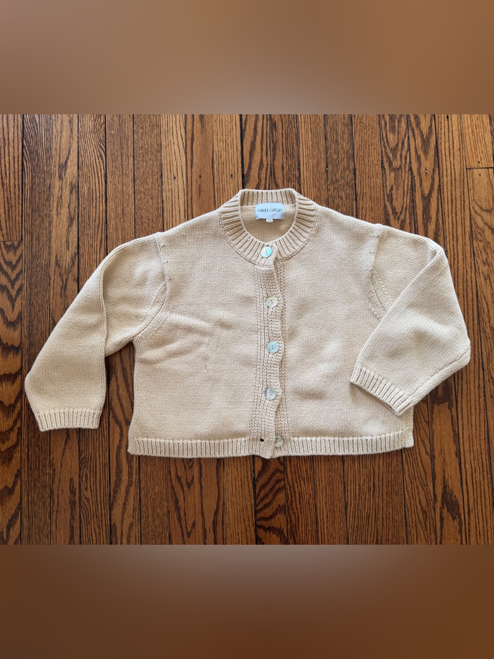 Nikki Chasin Cream Cotton Button-Front Cardigan Sweater XS